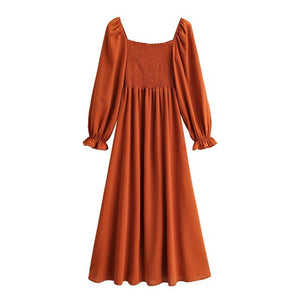 AACHOAE Women Ruffles Long Sleeve Dress