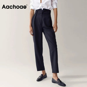 AACHOAE Women Black High Waist Pants