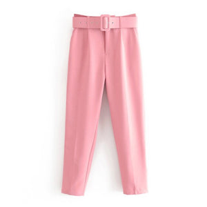 AACHOAE Women Elegant Pencil Pants With Belt