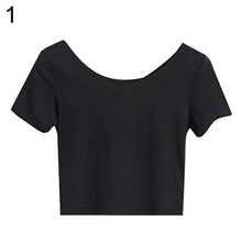 Load image into Gallery viewer, Women Short Sleeve Casual Crop Top