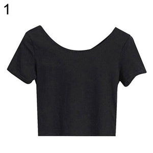 Women Short Sleeve Casual Crop Top
