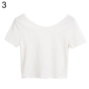 Women Short Sleeve Casual Crop Top