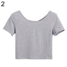 Load image into Gallery viewer, Women Short Sleeve Casual Crop Top