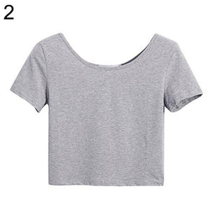 Women Short Sleeve Casual Crop Top