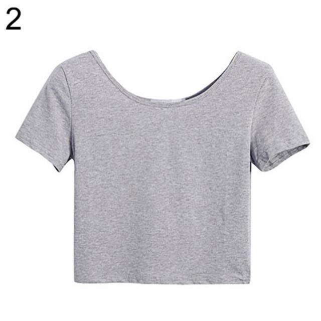 Women Short Sleeve Casual Crop Top