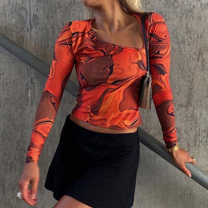 MUYOGRT Women Cut Out Graphic Aesthetic 90S Y2K Top