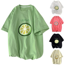 Load image into Gallery viewer, Women Fruit Lemon Print Half Sleeve Top