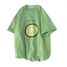Load image into Gallery viewer, Women Fruit Lemon Print Half Sleeve Top