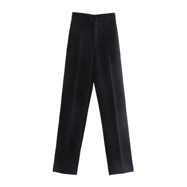 TRAF Women Vintage High Waist Zipper Trousers