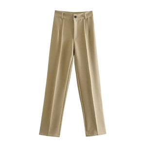 TRAF Women Vintage High Waist Zipper Trousers
