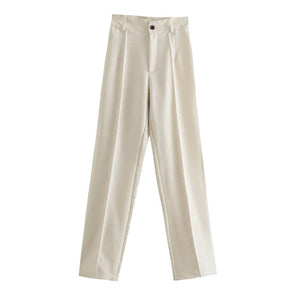 TRAF Women Vintage High Waist Zipper Trousers
