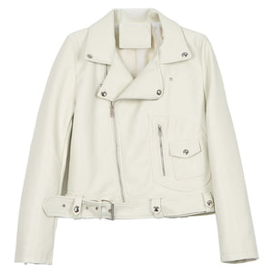 [EAM] Women Loose Fit Pu Leather Short Jacket