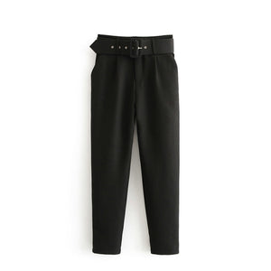 TANGADA Women High Waist Suit Pants