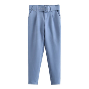 TANGADA Women High Waist Suit Pants