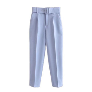 TANGADA Women High Waist Suit Pants