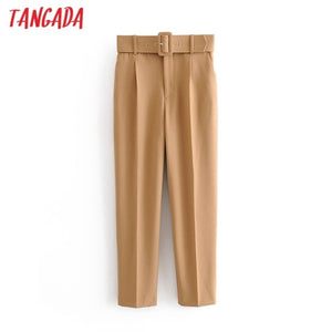 TANGADA Women High Waist Suit Pants
