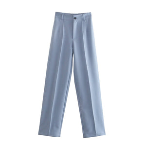 TRAF Women Vintage High Waist Zipper Trousers