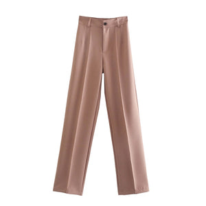 TRAF Women Vintage High Waist Zipper Trousers