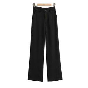 WIXRA Women High Waist Button Zipper Wide Leg Pants