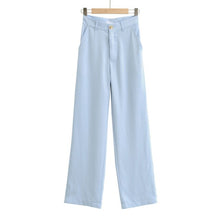 Load image into Gallery viewer, WIXRA Women High Waist Button Zipper Wide Leg Pants