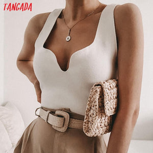 TANGADA Women Sleeveless Backless Crop Top