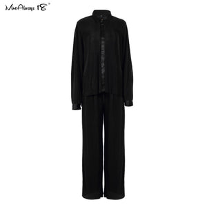 MNEALWAYS18 Women Pleated Wide Leg Pants And Top