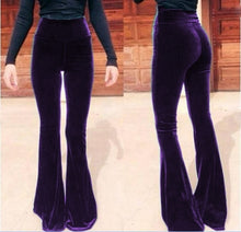 Load image into Gallery viewer, ABNINIGEE Women Velvet High Waist Flare Pants