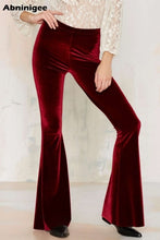 Load image into Gallery viewer, ABNINIGEE Women Velvet High Waist Flare Pants