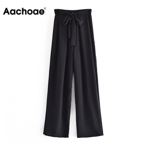 AACHOAE Women Wide Leg High Waist Bow Tie Pants
