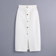 Load image into Gallery viewer, AACHOAE Women White Tweed Mid-Calf Skirts With Pockets