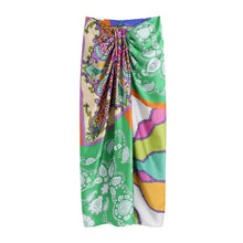 Load image into Gallery viewer, AACHOAE Women Vintage Printed 2 Piece Set Bow Tie Long Sleeve And Skirts