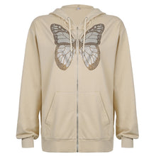 Load image into Gallery viewer, RAPWRITER Women Butterfly Graphic Oversized Zip Up Sweatshirts