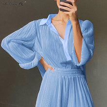 Load image into Gallery viewer, MNEALWAYS18 Women Pleated Wide Leg Pants And Top