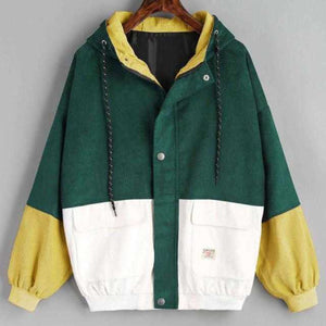 YOCALOR Women Corduroy Patchwork Oversize Jacket