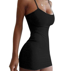 Women Slim-fit Solid Color Suspender Dress