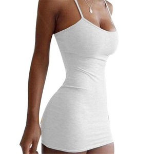 Women Slim-fit Solid Color Suspender Dress