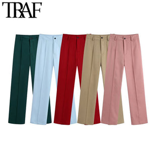 TRAF Women Side Pocket Vintage High Waist Trousers