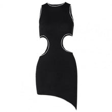 Load image into Gallery viewer, Women Sleeveless Hollow Out Knitted Ribbed Mini Dress