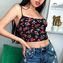 Load image into Gallery viewer, Women Slim Floral Print Crop Top