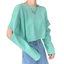 Load image into Gallery viewer, Women Long Sleeve Elbow Hole Hollow Loose Top