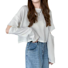 Load image into Gallery viewer, Women Long Sleeve Elbow Hole Hollow Loose Top