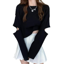 Load image into Gallery viewer, Women Long Sleeve Elbow Hole Hollow Loose Top