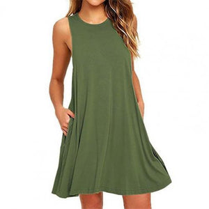 Women Sleeveless Round Neck Oversized Dress