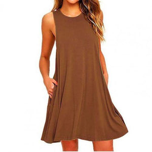 Women Sleeveless Round Neck Oversized Dress