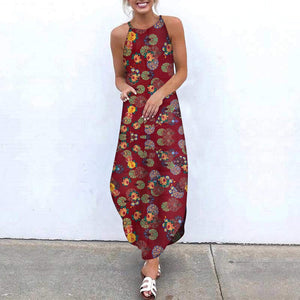 Women Cotton linen Sleeveless Plus Size Long Dress