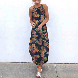 Women Cotton linen Sleeveless Plus Size Long Dress