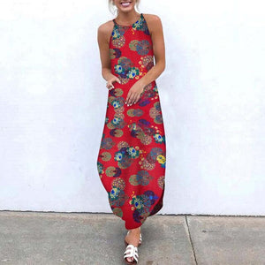Women Cotton linen Sleeveless Plus Size Long Dress