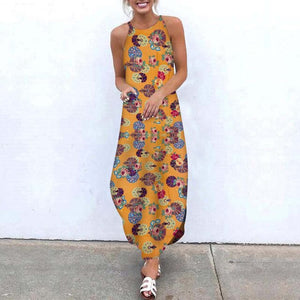 Women Cotton linen Sleeveless Plus Size Long Dress