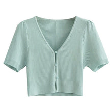 Load image into Gallery viewer, AACHOAE Women Slim Cropped Knitted Cardigan