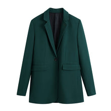 Load image into Gallery viewer, TANGADA Women Single Button Green Vintage Blazer Coat